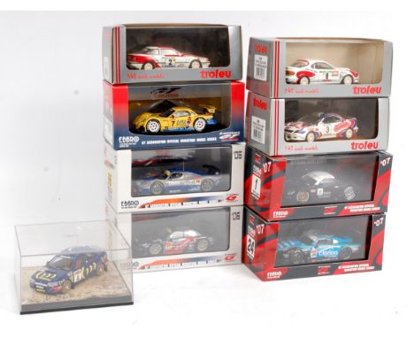 Trofeu and Ebbro 1/43rd scale Japanese Car and Rally Car Group, 9 boxed examples, to include Trofeu Toyota Celica Portugal 19