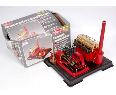 Wilesco D21 Stationary Steam Plant, comprising of pellet fired polished tin housed brass boiler, with water gauge glass, wate
