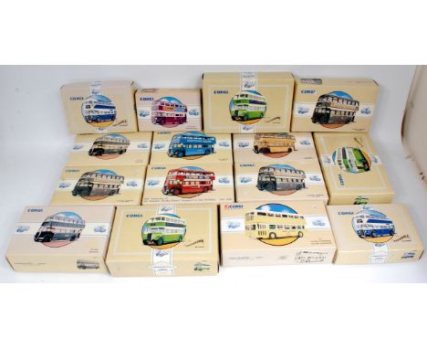Corgi Classics 1/50th scale public transport group, 15 boxed examples, all appear as issued, to include The Southdown Guy Ara