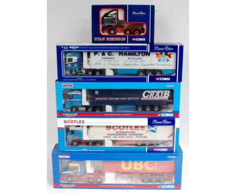 Corgi Hauliers of Renown 1/50th scale Road Transport Group, 5 boxed examples to include CC12906 P and C Hamilton Scania Topli