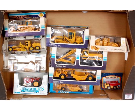 Joal, Matchbox and ERTL Construction and Tractor diecast group, all boxed or plastic cased, 10 examples, to include Joal CAT 