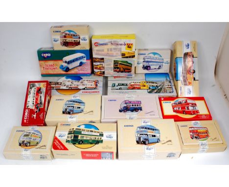 Corgi Classics 1/50th scale public transport group, 15 boxed examples, to include Maidstone and District Leyland Atlantean Bu