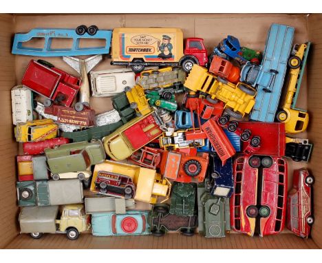 Collection of play worn Dinky, Corgi, Matchbox and other diecast group, to include Military Dinky, Various Routemaster Busses