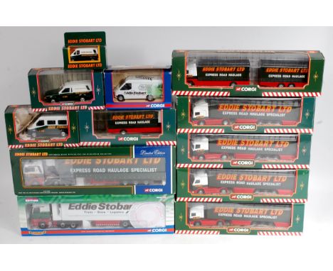 Corgi Eddie Stobart Ltd mixed scale Road Transport Group, 12 boxed examples, to include CC13801 Mercedes Benz Actros Fridge T