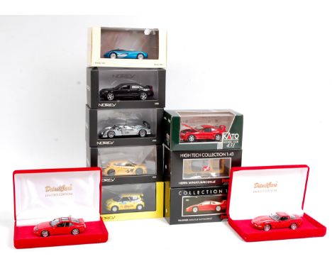 10 assorted 1/43rd scale diecast group, to include Norev, Kato, Herpa, and Deetail Cars, examples to include Kato No.72-502 S