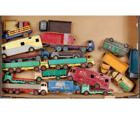 20 mixed play worn and repainted Dinky Toys, all commercial vehicles, to include Leyland Octopus, Guy Flat Bed, Guy Warrior 4