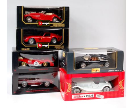 Burago, Maisto, Polistil and other 1/18th scale diecast group, 10 boxed examples, to include Burago 1961 Jaguar E Type Coupe,