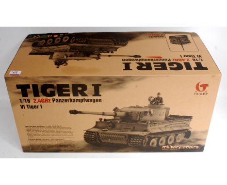 Taigen Military Affairs Model Series, 1/16th scale Remote Control model of a Tiger 1 Tank, 2.4ghz, has been opened with remot