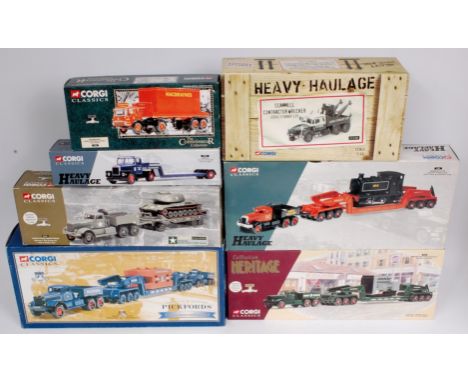 Corgi Classics and Heavy Haulage 1/50th scale Road Transport Group, 7 boxed examples, to include CC12306 Eddie Stobart Scamme