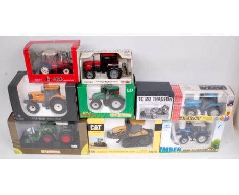 9 mixed scale boxed Tractor diecasts, mixed manufacturers to include ERTL, Joal, Universal Hobbies, Imber, Norscot, Replicagr