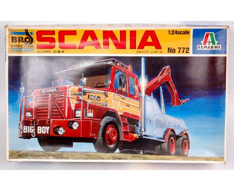 Italeri 1/24th scale plastic kit for a Scania Big Boy Bro Wrecker, No.772, part made, in the original box