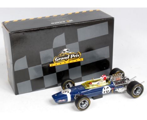 Exoto Grand Prix Classics, 1/18th scale diecast model of a Lotus Ford Type 49, finished in blue with RN16, in the original po