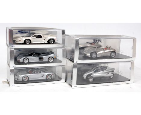 Spark Models 1/43rd scale Concept Car resin group, 5 boxed as issued examples, to include Mercedes F400 2001, Mercedes F300 1