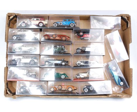 Ixo and Minichamps 1/43rd scale diecast Group, 20 plastic cased examples, to include Cadillac V16 Imperial Sedan 1930, Horch 