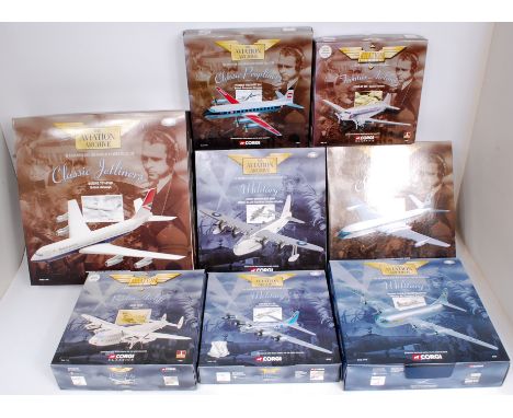 Corgi Aviation Archive 1/144th scale diecast aircraft group, 8 boxed examples, all appear as issued, some small fittings disl