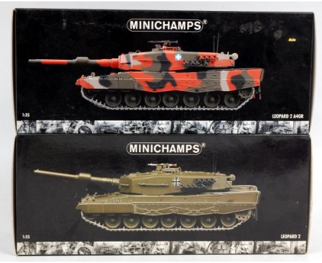 Minichamps 1/35th scale Battle Tank Group, 2 boxed examples, to include Leopard 2, and Leopard 2 A4GR, both in original polys