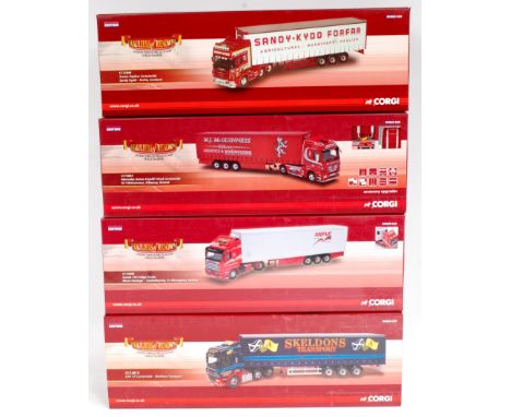 Corgi Hauliers of Renown 1/50th scale Road Transport Group, 4 boxed as issued examples to include CC14808 Mone Haulage Scania