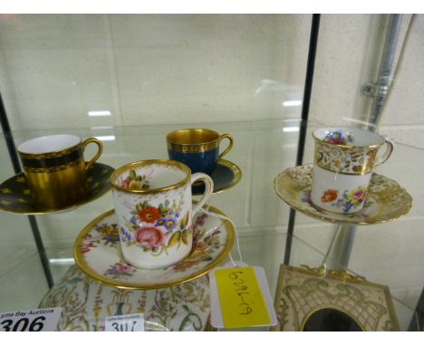 Four cabinet cups including Worcester