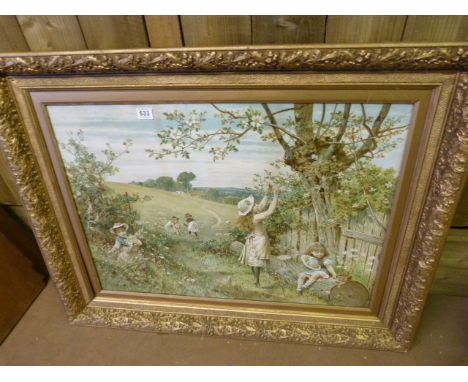 A Large print of children playing in ornate gilt frame