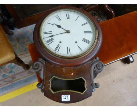 Victorian drop dial wall clock- key and pendulum in office