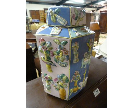 A Large painted jar and lid