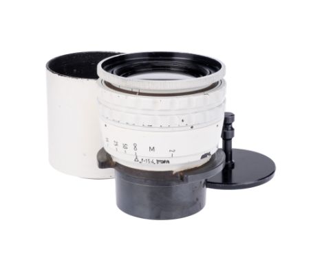 A Kinoptik Paris f/2.5 150mm Lens, white, serial no. 51809, body, G-VG, elements, G-VG, some light cleaning marks, complete w