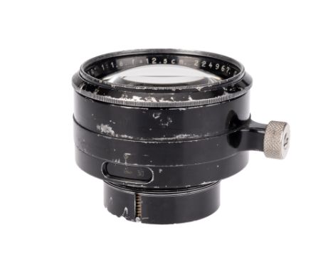 An Ernostar Anastigmat f/1.8 125mm Lens, black, serial no. 224967, body, G, elements, VG, some light internal haze and light 