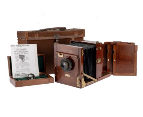 A Gandolfi Halfplate Tailboard Camera Outfit With Provenance, English, c.1940, makers plaque to the front for GANDOLFI MAKERS