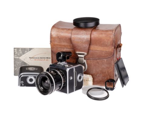 A Hasselblad Superwide Medium Format Camera, 1956, chrome, serial no. CTW2038, with Carl Zeiss Biogon f/4.5 38mm lens, black,