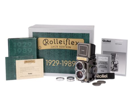 A Rollei Rolleiflex 2.8 GX Edition TLR Medium Format Camera, 1989-91, black/grey, serial no. 5014905, with Rolle HFT Planar f