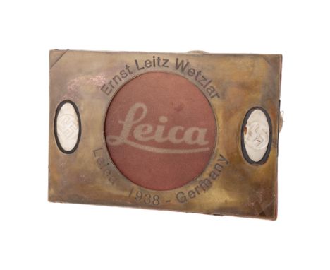 A Small Illuminated Leica Sign, marked to the front 'Ernst Leitz Wetzlar - Leica 1938 Germany' along with two Nazi Swastika t