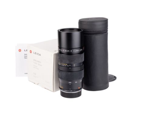 A Leitz Vario-Elmar-R f/4 80-200mm Lens, ROM, black, serial no. 3764536, body, E, elements, VG-E, some internal haze, complet