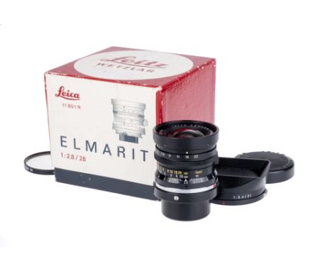A Leitz Elmarit f/2.8 28mm 'Canada' Lens, Transitional transitional version 9-element, black, serial no. 2315301, body, VG-E,