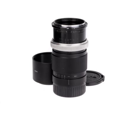 A Kinoptik Foyer Apochromat f/2 75mm Lens, Leica M mount conversion, black, serial no. 2516, body, VG-E, elements, VG, some l