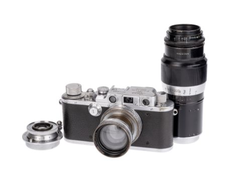 A Leica IIIb "N-L' Rangefinder Camera Outfit, 1939/40, chrome, serial no. 346040, with Leitz Summitar f/2 50mm lens, chrome, 