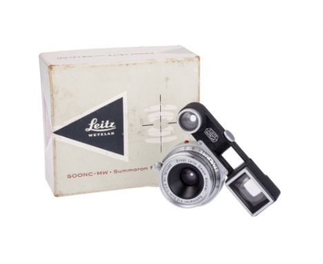 A Leitz Summaron f/3.5 35mm Lens, chrome, serial no. 1614409, body, VG-E, elements, F-G, heavy haze/possible light fungus, co
