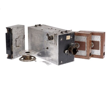 A Newman Sinclair Kinema No.3 Camera, 1922, aluminium, serial no. 3/135, lacking lens, body, F-G, untested, complete with two