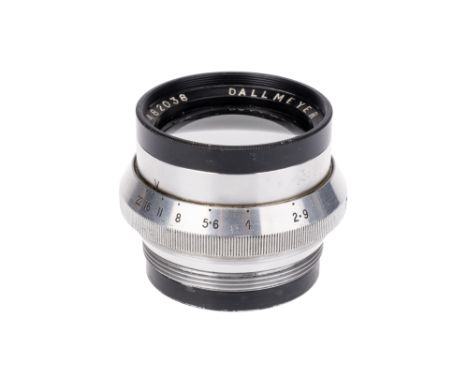 A J. H. Dallmeyer Pentac f/2.9 4" Lens, chrome, serial no. 482038, body, VG, elements, VG-E, some very light internal haze