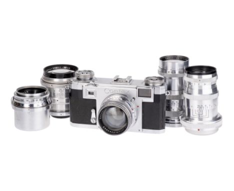 A Carl Zeiss Contax IIa Rangefinder Camera Outfit, 1950-54, chrome, serial no. S25009, with Carl Zeiss Jena Sonnar f/1.5 50mm