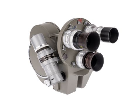 A Konvas 1KCP 35mm Motion Picture Camera, 1960-, green/grey, serial no. 713411, with P03-3M f/2 50mm lens, P02-2M f/2 75mm le