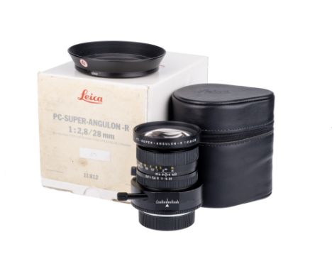 A Leitz PC-Super-Angulon-R f/2.8 28mm Lens, black, serial no. 3470575, body, VG, elements, G, some internal haze with some po