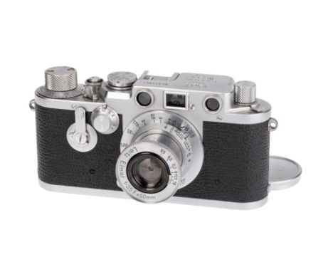 A Leica IIIf Delay Rangefinder Camera, 1951/52, chrome, serial no. 574801, with Leitz Elmar f/3.5 50mm lens, chrome, serial n