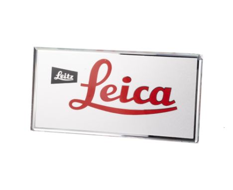 A Small Leitz Leica Mirror Advertising Sign, marked to rear 'Made in Germany', 15x7.5cm