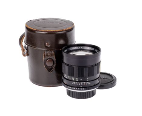 A Minolta Tele Rokkor-PF f/2 100mm Lens, black, serial no. 1300357, body, VG, elements, VG-E, complete with maker's caps, len