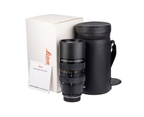 A Leitz Vario-APO-Elmarit-R f/2.8 70-180mm Lens, black, serial no. 3725033, body, VG-E, elements, VG, some internal haze, wit