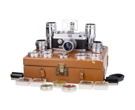 An OPL Foca Universel R Rangefinder Camera Outfit, 1955-62, chrome, serial no. 207.955R, with Foca Oplarex f/1.9 50mm lens, c