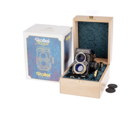 A Rollei Rolleiflex 2.8 GX Urushi Royal Japan Edition TLR Medium Format Camera, 1995, blue marble paint/brown snakeskin, seri