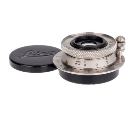 A Leitz Elmar f/3.5 35mm lens, nickel, heavy cam, body, VG, elements, VG