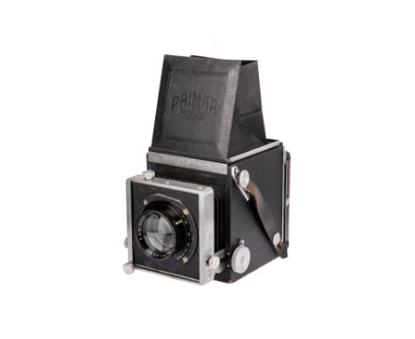 A Primar VEB Gorlitz Reflex-Primar 4x5 SLR Camera, black &amp; chrome, serial no. 2263 to the focal plane shutter housing, wi