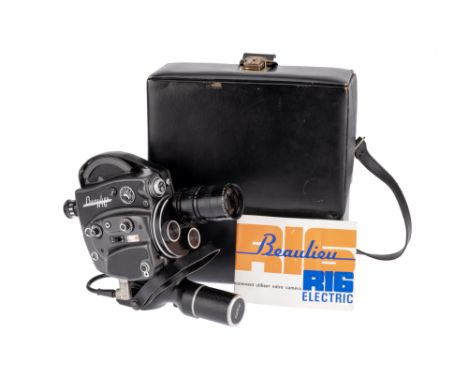 A Beaulieu R16 16mm Cine Camera, 1958-, grey, with P. Angenieux-Zoom Type 4x17B f/2.2 17-68mm, body, G-VG, powers up and appe